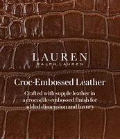 Lauren Ralph Lauren Croco Embossed Leather Large Marcy Satchel Bag