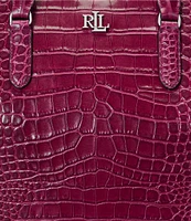 Lauren Ralph Lauren Croco Embossed Leather Large Marcy Satchel Bag