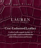 Lauren Ralph Lauren Croco Embossed Leather Large Marcy Satchel Bag