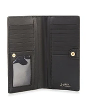 Lauren Ralph Lauren Crosshatch Leather Slim Snap Wallet