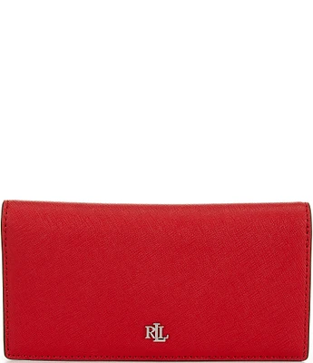 Lauren Ralph Lauren Crosshatch Leather Slim Snap Wallet