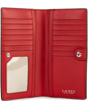 Lauren Ralph Lauren Crosshatch Leather Slim Snap Wallet