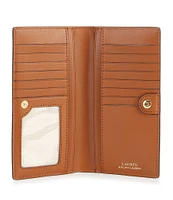 Lauren Ralph Lauren Crosshatch Leather Slim Snap Wallet