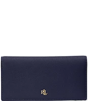 Lauren Ralph Lauren Crosshatch Leather Slim Snap Wallet