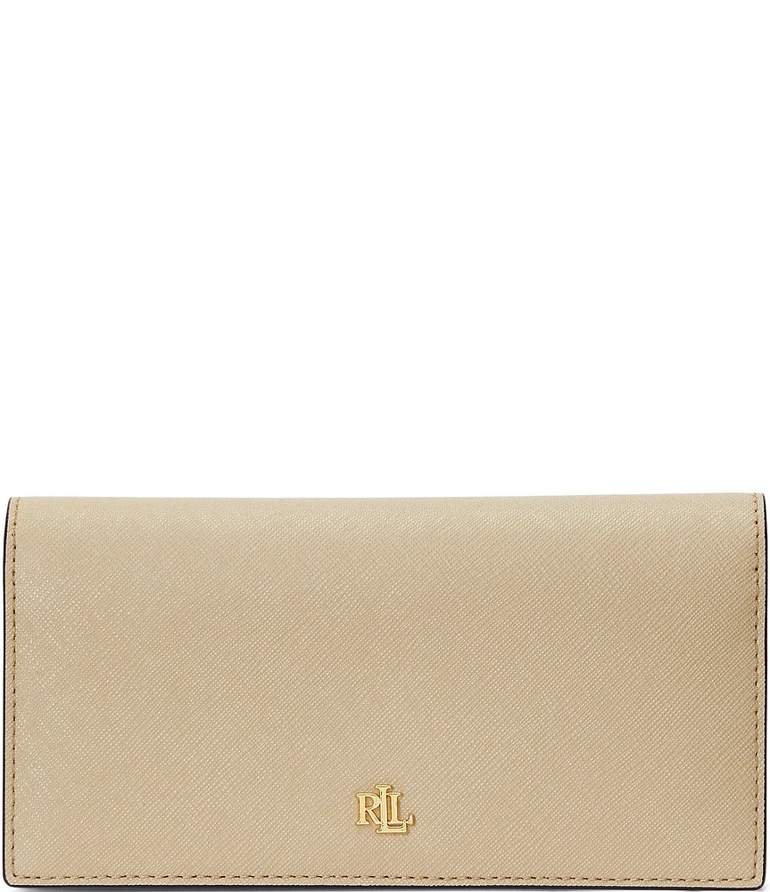 Lauren Ralph Lauren Crosshatch Leather Slim Snap Wallet