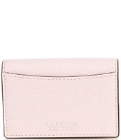 lauren Ralph Lauren Crosshatch Leather Small Flap Card Case