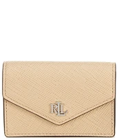 lauren Ralph Lauren Crosshatch Leather Small Flap Card Case
