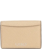 lauren Ralph Lauren Crosshatch Leather Small Flap Card Case
