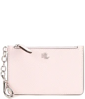 Lauren Ralph Lauren Crosshatch Leather Zip Card Case