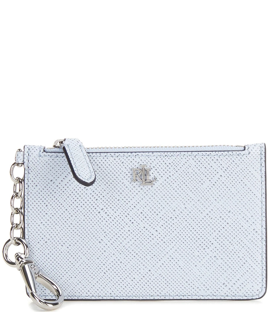 Lauren Ralph Lauren Crosshatch Leather Zip Card Case