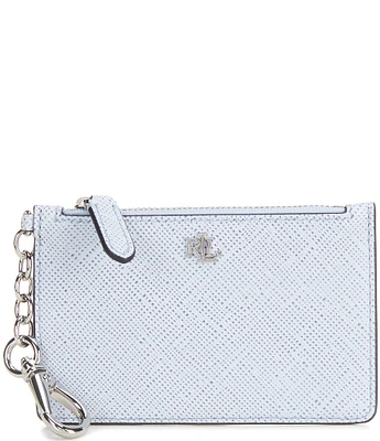 Lauren Ralph Lauren Crosshatch Leather Zip Card Case