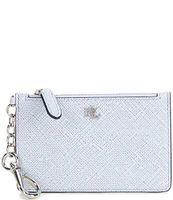 Lauren Ralph Lauren Crosshatch Leather Zip Card Case