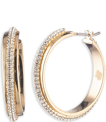 Lauren Ralph Lauren Crystal 30mm Pave Hoop Earrings