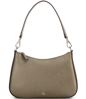 Lauren Ralph Lauren Danni 26 Medium Metallic Crosshatch Leather Shoulder Bag