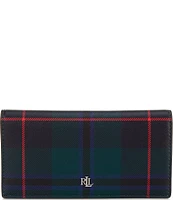 Lauren Ralph Lauren Deco Plaid Crosshatch Leather Slim Snap Wallet