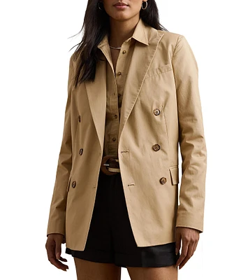 Lauren Ralph Lauren Double-Breasted Cotton Twill Blazer