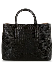 Lauren Ralph Lauren Marcy Crocodile Embossed Large Satchel Tote Bag
