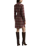 Lauren Ralph Lauren Checked Plaid Patch Pocket Belted Shirt Dress