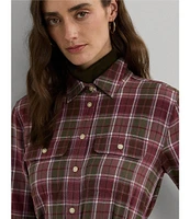 Lauren Ralph Lauren Checked Plaid Patch Pocket Belted Shirt Dress