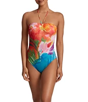 Lauren Ralph Lauren Engineered Paradise Floral Halter Neck One Piece Swimsuit