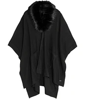 Lauren Ralph Lauren Faux Fur Collar Knit Ruana