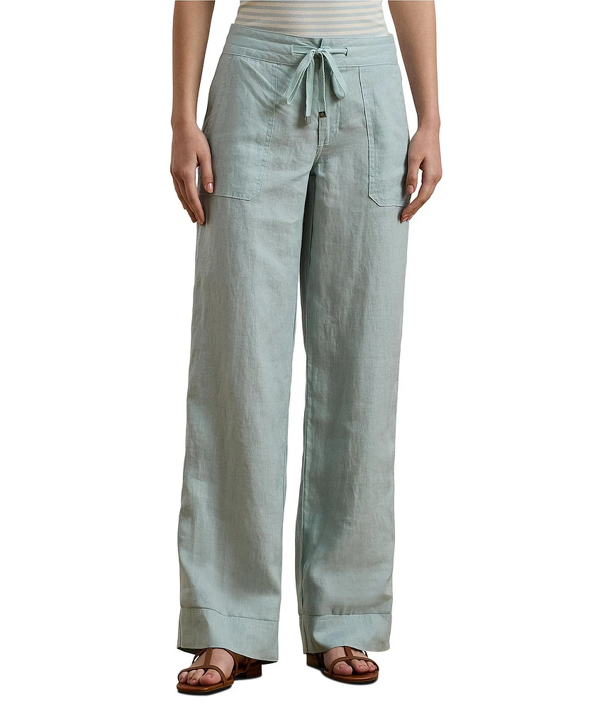 Lauren Ralph Lauren Flat Front Mid Rise Drawcord Waist Pants