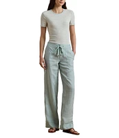 Lauren Ralph Lauren Flat Front Mid Rise Drawcord Waist Pants