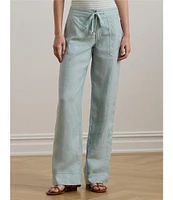 Lauren Ralph Lauren Flat Front Mid Rise Drawcord Waist Pants