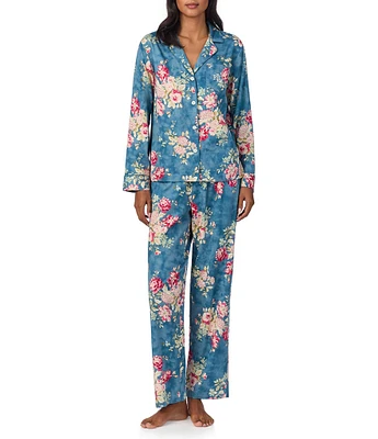 Lauren Ralph Lauren Floral Long Sleeve Notch Collar Long Pant Sateen Pajama Set