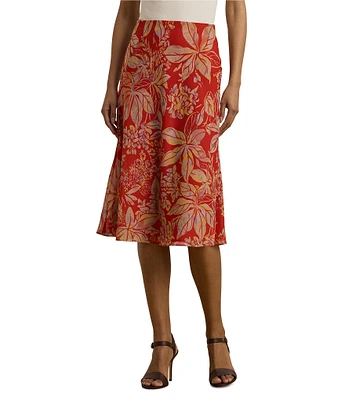 Lauren Ralph Lauren Floral Crinkle Georgette A-Line Pull-On Skirt