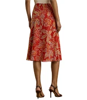 Lauren Ralph Lauren Floral Crinkle Georgette A-Line Pull-On Skirt