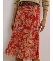 Lauren Ralph Lauren Floral Crinkle Georgette A-Line Pull-On Skirt