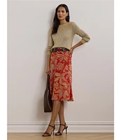 Lauren Ralph Lauren Floral Crinkle Georgette A-Line Pull-On Skirt
