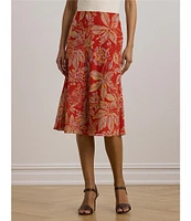 Lauren Ralph Lauren Floral Crinkle Georgette A-Line Pull-On Skirt
