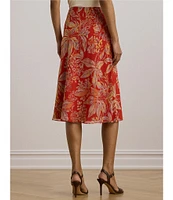 Lauren Ralph Lauren Floral Crinkle Georgette A-Line Pull-On Skirt