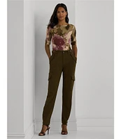 Lauren Ralph Lauren Floral Boat Neck Elbow Sleeve Tee