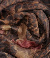 Lauren Ralph Lauren Floral Leopard Wool Square Scarf