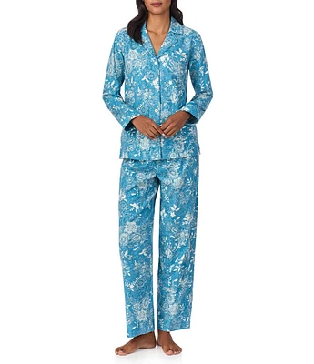 Lauren Ralph Lauren Floral Long Sleeve Notch Collar Brushed Twill Pajama Set