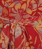 Lauren Ralph Lauren Floral Print Crinkle Georgette V-Neck Ruffle Trim A-Line Maxi Dress