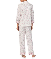 Lauren Ralph Lauren Floral Print 3/4 Sleeve Notch Collar Knit Pajama Set