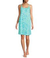 Lauren Ralph Lauren Floral Print Double Strap Scoop Neck Knit Short Nightgown