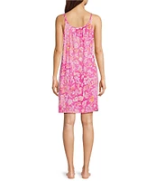 Lauren Ralph Lauren Floral Print Double Strap Scoop Neck Knit Short Nightgown