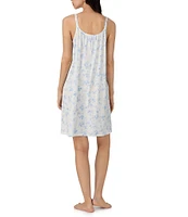 Lauren Ralph Lauren Floral Print Double Strap V-Neck Knit Short Nightgown
