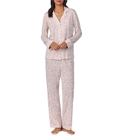 Lauren Ralph Lauren Floral Print Long Sleeve Notch Collar Knit Pajama Set