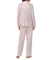 Lauren Ralph Lauren Floral Print Long Sleeve Notch Collar Knit Pajama Set