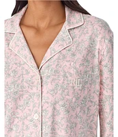 Lauren Ralph Lauren Floral Print Long Sleeve Notch Collar Knit Pajama Set