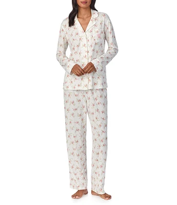 Lauren Ralph Lauren Long Sleeve Notch Collar Floral Print Knit Pajama Set