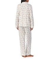 Lauren Ralph Lauren Long Sleeve Notch Collar Floral Print Knit Pajama Set