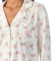 Lauren Ralph Lauren Long Sleeve Notch Collar Floral Print Knit Pajama Set