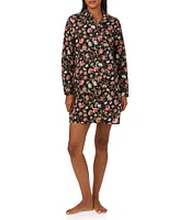 Lauren Ralph Lauren Floral Print Long Sleeve Notch Collar Sleepshirt